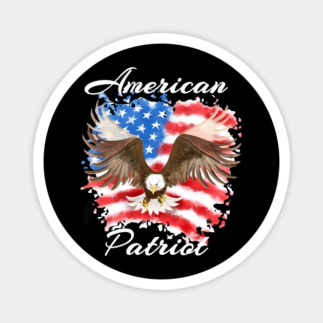 American Patriot Swooping Eagle W Text Magnet by Animalistics